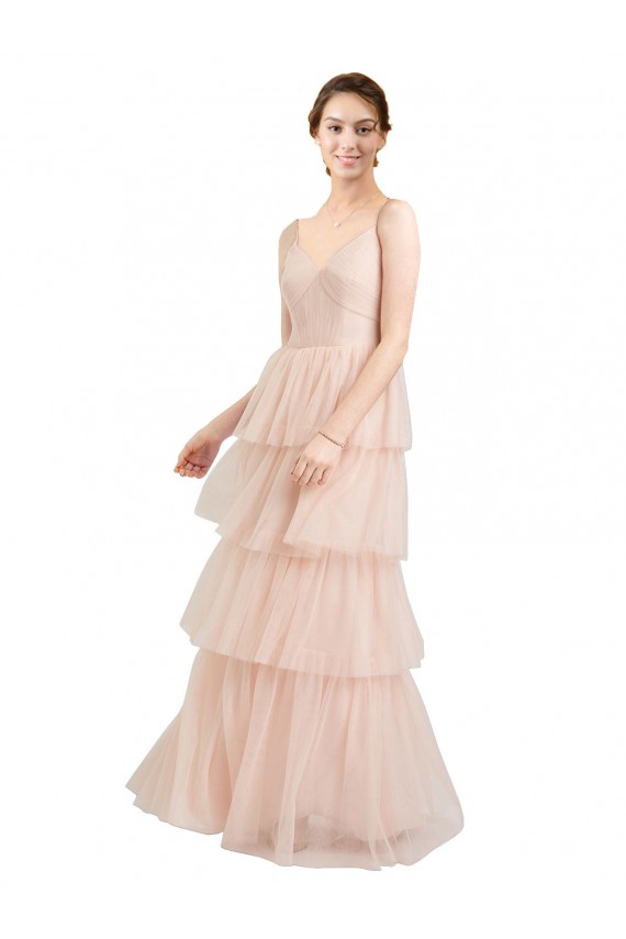 Comprare Rosa Linea A Scollatura a V Tulle Lunga Abiti da damigella donore
