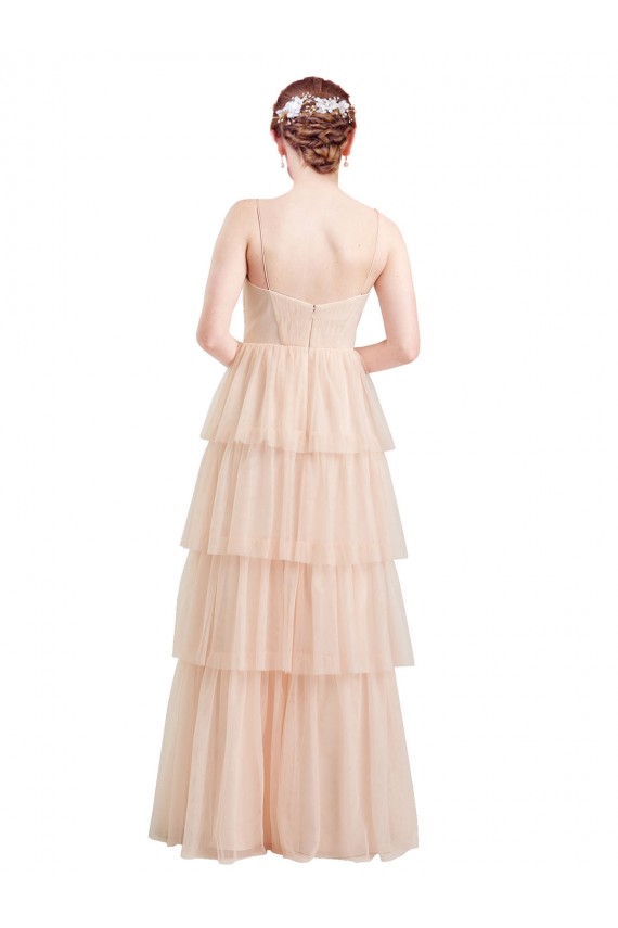 Comprare Rosa Linea A Scollatura a V Tulle Lunga Abiti da damigella donore
