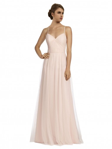 Comprare Rosa Linea A Sottili Tulle Lunga Abiti da damigella donore