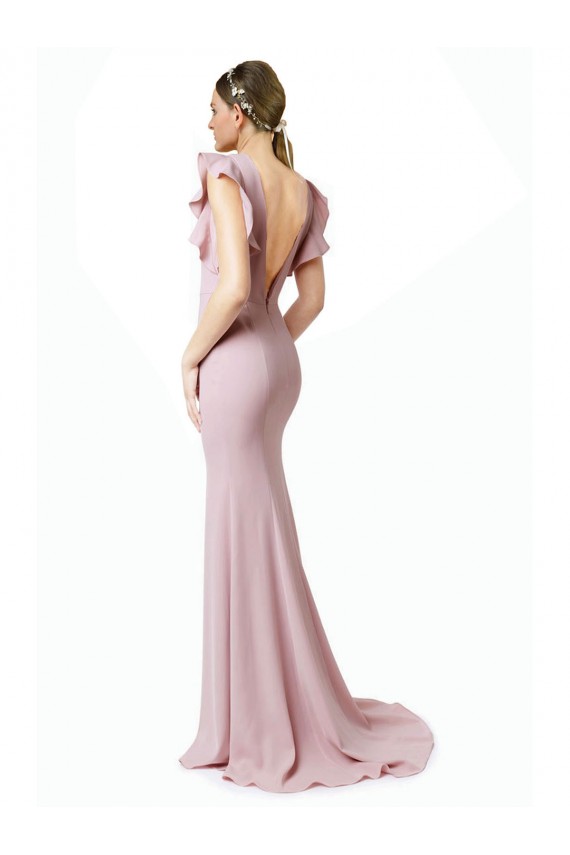 Comprare Rosa Stile sirena Collo Gioiello Sweep treno Crespo Elastico Lunga Abiti da damigella donore / Abiti da ballo