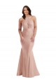 Comprare Rosa polveroso Stile sirena Capestro Raso Setoso Lunga Formali Abiti da damigella donore / Abiti da sera / Abiti da ballo