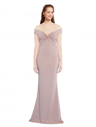 Comprare Rosa polveroso Stile sirena Scollatura a V Crespo Elastico Lunga Formali Abiti da damigella donore / Abiti da sera / Abiti da ballo