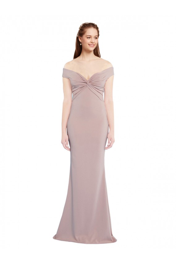 Comprare Rosa polveroso Stile sirena Scollatura a V Crespo Elastico Lunga Formali Abiti da damigella donore / Abiti da sera / Abiti da ballo