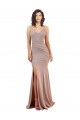 Comprare Rosa polveroso Stile sirena Scollatura a V Crespo Elastico Lunga Formali Abiti da damigella donore / Abiti da sera / Abiti da ballo