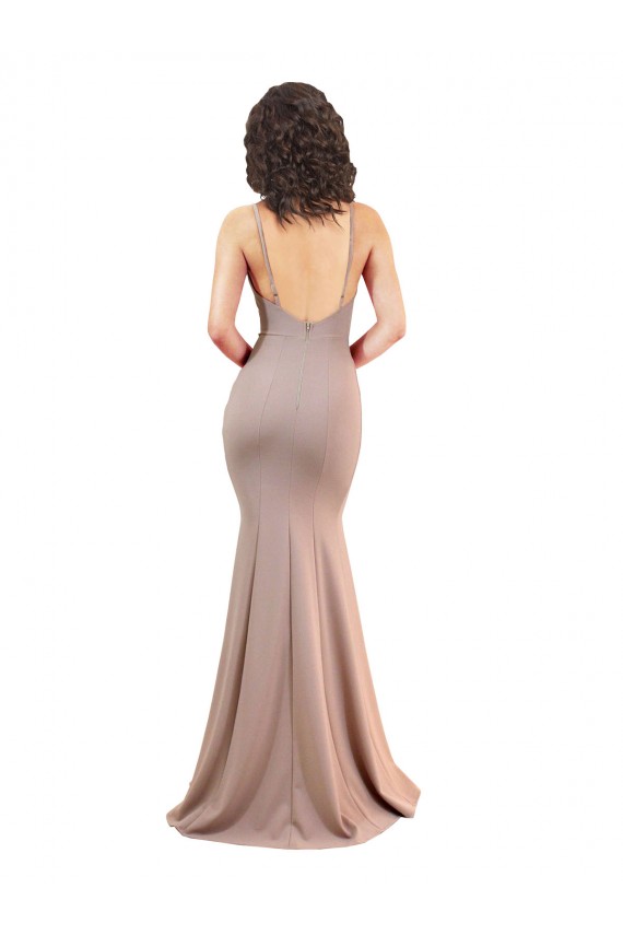 Comprare Rosa polveroso Stile sirena Scollatura a V Crespo Elastico Lunga Formali Abiti da damigella donore / Abiti da sera / Abiti da ballo
