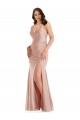 Comprare Rosa polveroso Stile sirena Scollatura a V Raso Setoso Lunga Formali Abiti da damigella donore / Abiti da sera / Abiti da ballo