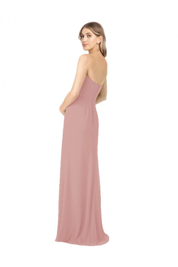 Comprare Rosa polveroso Tubino Senza spalline Chiffona Lunga Abiti da damigella donore