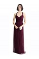 Comprare Rosso 74 Linea A Capestro Scollatura a V Tulle Lunga Abiti da damigella donore