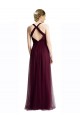 Comprare Rosso 74 Linea A Capestro Scollatura a V Tulle Lunga Abiti da damigella donore