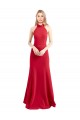 Comprare Rosso Linea A Capestro Alto Collo Crespo Elastico Lunga Formali Abiti da damigella donore / Abiti da sera / Abiti da ballo