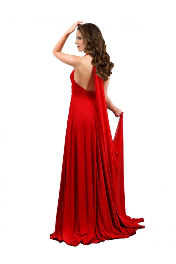 Comprare Rosso Linea A Capestro Spandex Lunga Formali Abiti da damigella donore / Abiti da sera / Abiti da ballo