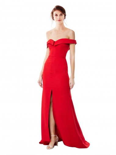 Comprare Rosso Linea A Crespo Elastico Lunga Formali Abiti da damigella donore / Abiti da sera / Abiti da ballo