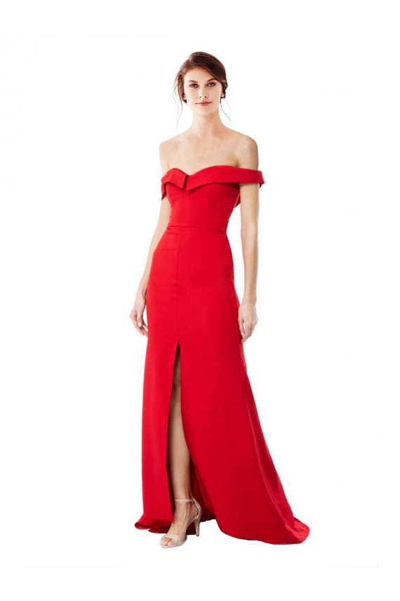 Comprare Rosso Linea A Crespo Elastico Lunga Formali Abiti da damigella donore / Abiti da sera / Abiti da ballo