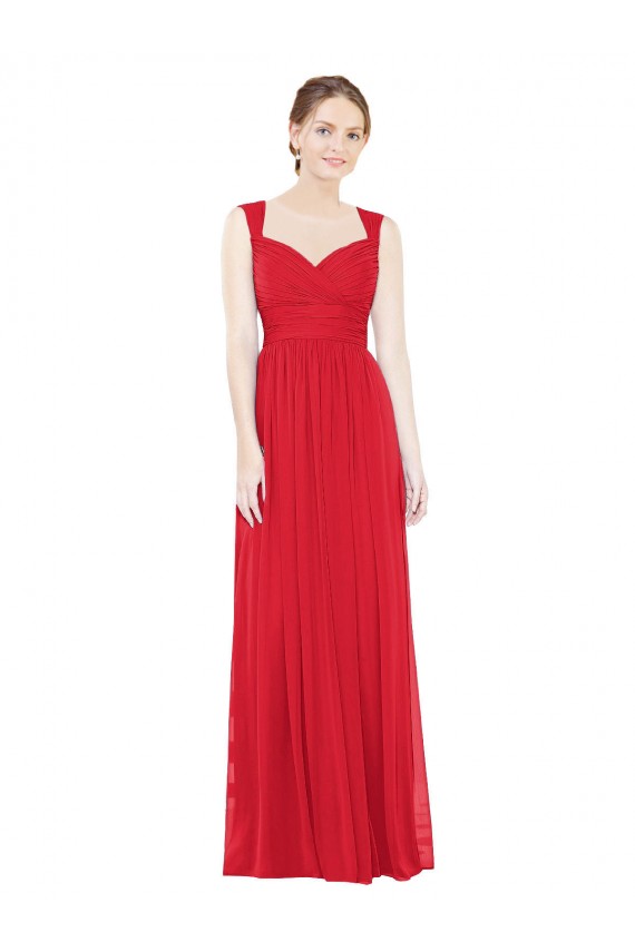 Comprare Rosso Linea A Innamorato Chiffona Lunga Abiti da damigella donore