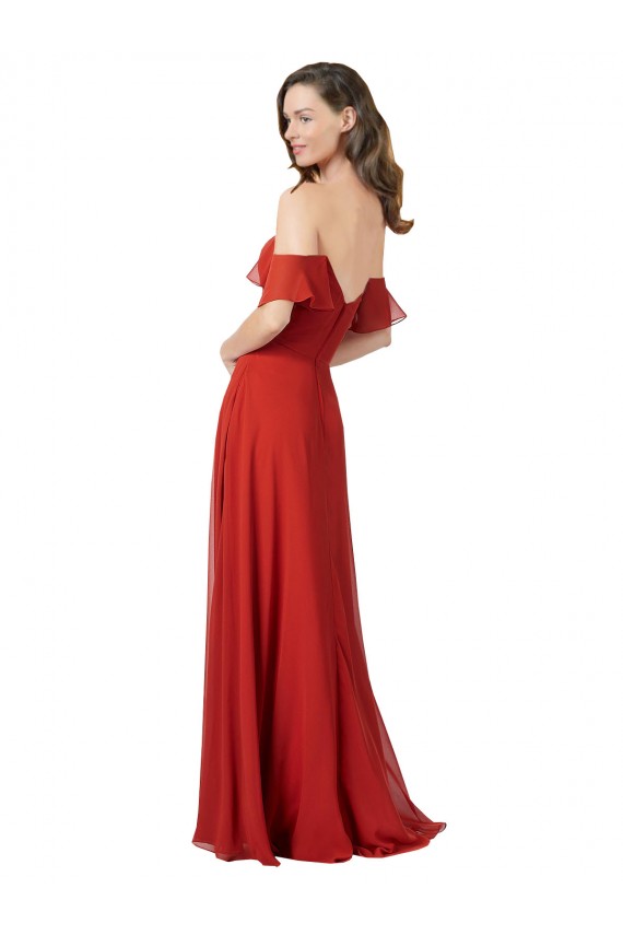 Comprare Rosso Linea A Innamorato Chiffona Lunga Abiti da damigella donore
