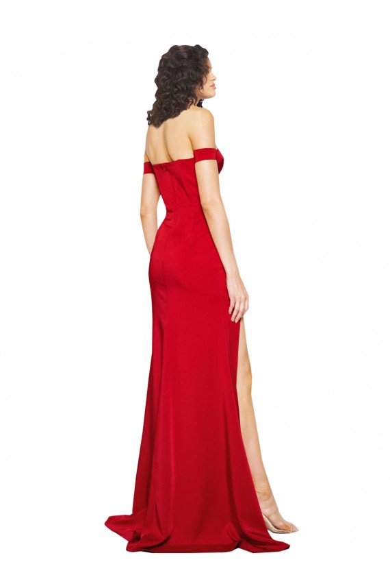 Comprare Rosso Linea A Raso Setoso Lunga Formali Abiti da damigella donore / Abiti da sera / Abiti da ballo
