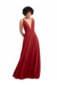 Comprare Rosso Linea A Scollatura a V Chiffona Lunga Abiti da damigella donore