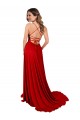 Comprare Rosso Linea A Sottili Piazza Spandex Pizzo Lunga Abiti da damigella donore / Abiti da ballo