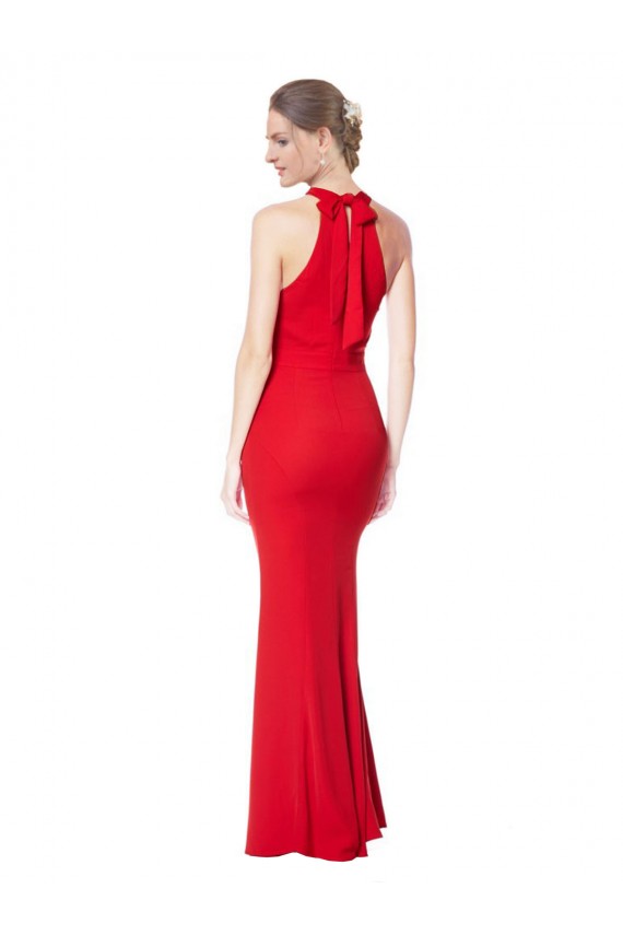 Comprare Rosso Stile sirena Capestro Alto Collo Crespo Elastico Lunga Formali Abiti da damigella donore / Abiti da sera / Abiti da ballo