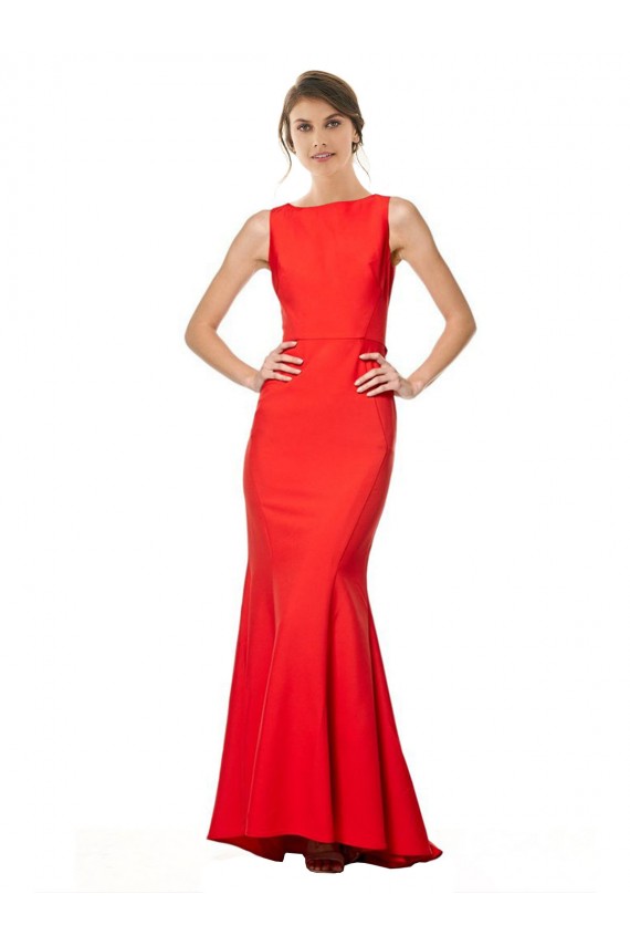 Comprare Rosso Stile sirena Capestro Alto Collo Crespo Elastico Lunga Formali Abiti da damigella donore / Abiti da sera / Abiti da ballo