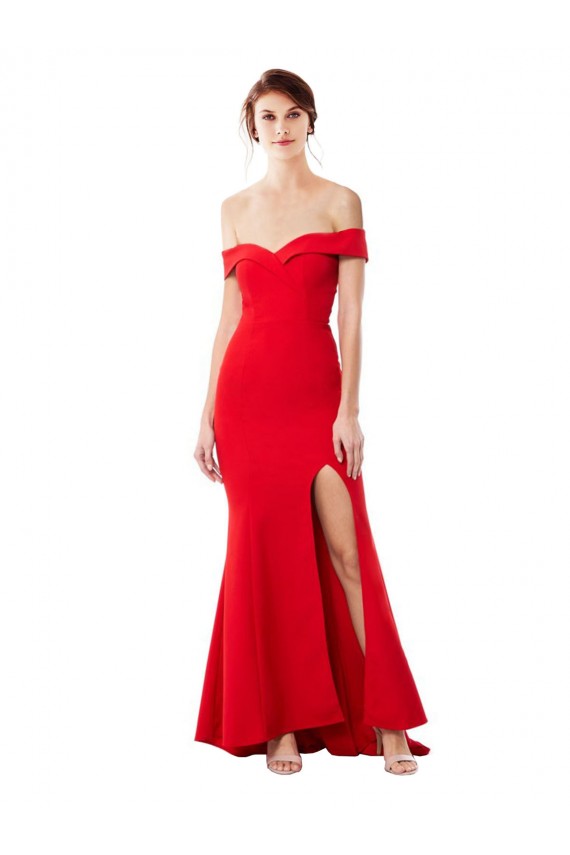 Comprare Rosso Stile sirena Crespo Elastico Lunga Formali Abiti da damigella donore / Abiti da sera / Abiti da ballo