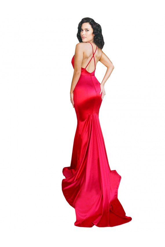 Comprare Rosso Stile sirena Innamorato Raso Elastico Lunga Formali Abiti da damigella donore / Abiti da sera / Abiti da ballo