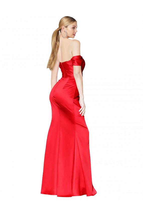 Comprare Rosso Stile sirena Raso Elastico Lunga Formali Abiti da damigella donore / Abiti da sera / Abiti da ballo