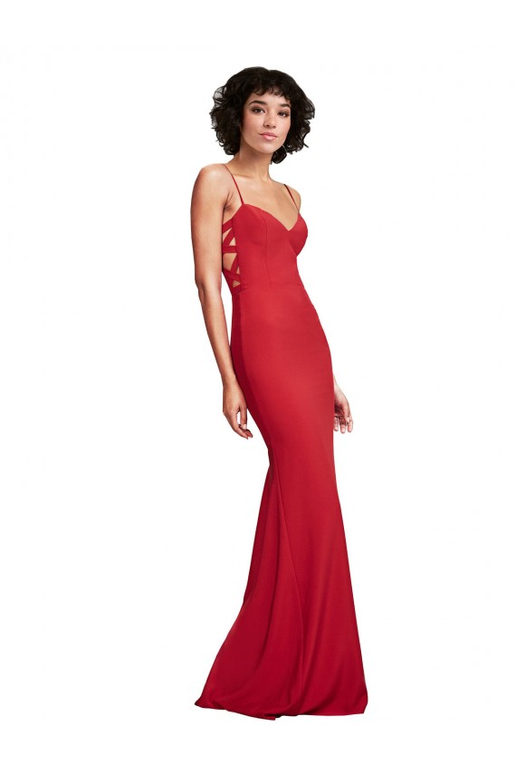 Comprare Rosso Stile sirena Sottili Crespo Elastico Lunga Formali Abiti da damigella donore / Abiti da sera / Abiti da ballo
