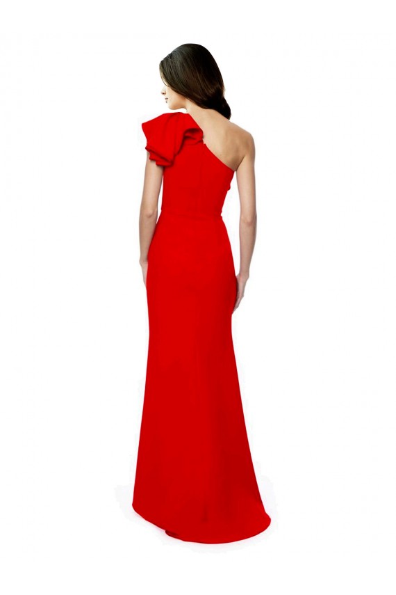 Comprare Rosso Stile sirena Una spalla Alto Collo Crespo Elastico Lunga Formali Abiti da damigella donore / Abiti da sera / Abiti da ballo