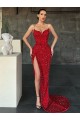 Comprare Rosso Tubino Scollatura a V Sweep treno Paillettes Velluto Lunga Abiti da ballo