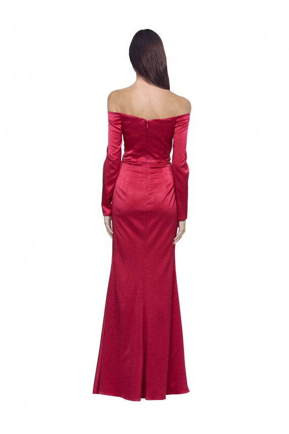 Comprare Rosso scuro Tubino Innamorato Raso Elastico Lunga Formali Abiti da damigella donore / Abiti da sera / Abiti da ballo