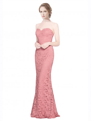 Comprare Salmone Stile sirena Innamorato Pizzo Lunga Abiti da damigella donore / Abiti da ballo