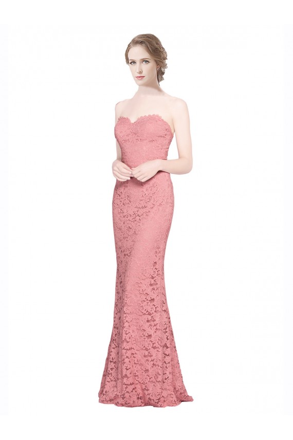 Comprare Salmone Stile sirena Innamorato Pizzo Lunga Abiti da damigella donore / Abiti da ballo