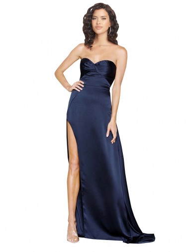 Comprare Sapphire Linea A Innamorato Alto Collo Raso Setoso Lunga Formali Abiti da damigella donore / Abiti da sera / Abiti da ballo