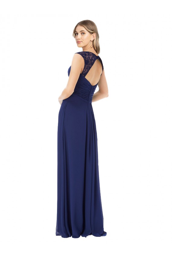 Comprare Sapphire Linea A Scollatura a V Chiffona Lunga Abiti da damigella donore