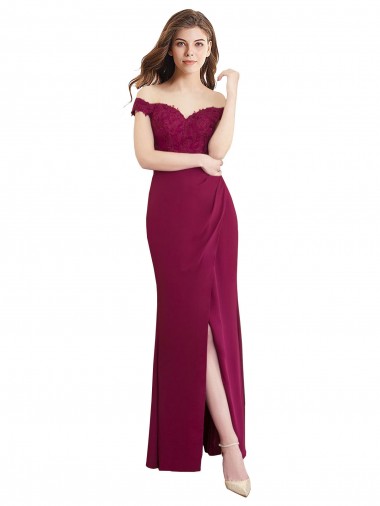 Comprare Stile sirena Chiffona Pizzo Lunga Abiti da damigella donore