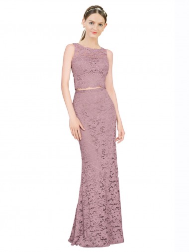Comprare Stile sirena Illusione Pizzo Lunga Abiti da damigella donore / Abiti da ballo