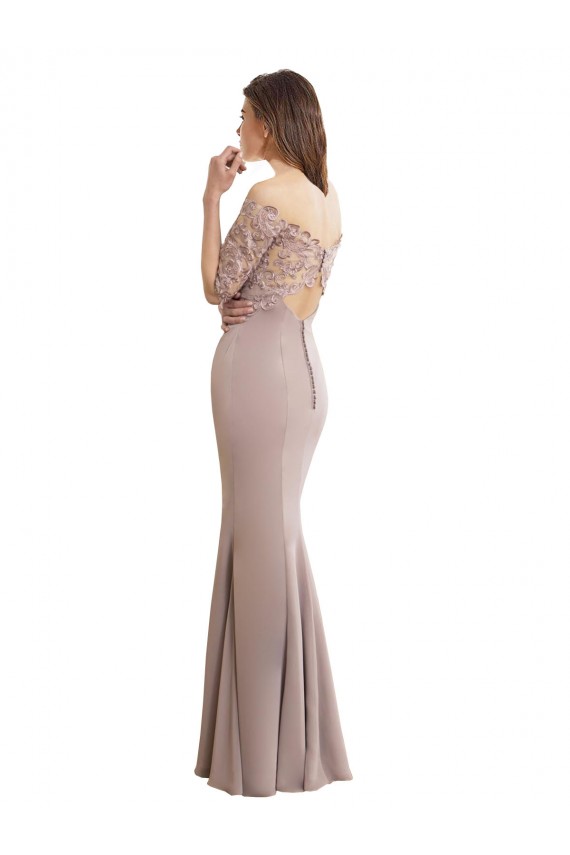 Comprare Stile sirena Innamorato Alto Collo Chiffona Pizzo Lunga Abiti da damigella donore