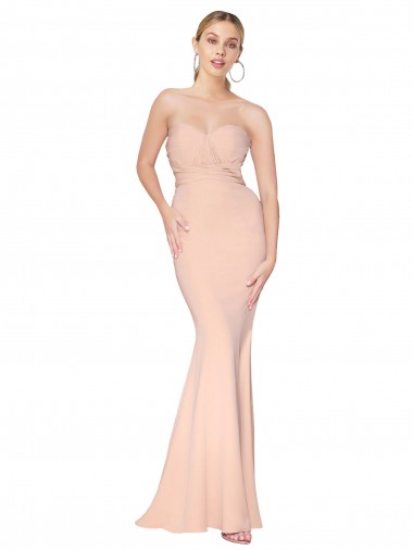 Comprare Stile sirena Innamorato Alto Collo Crespo Elastico Lunga Formali Abiti da damigella donore / Abiti da sera / Abiti da ballo