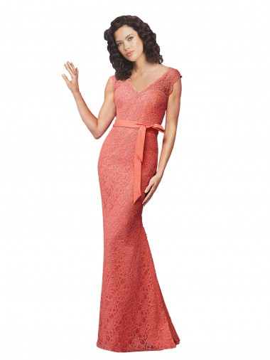 Comprare Stile sirena Scollatura a V Pizzo Lunga Abiti da damigella donore