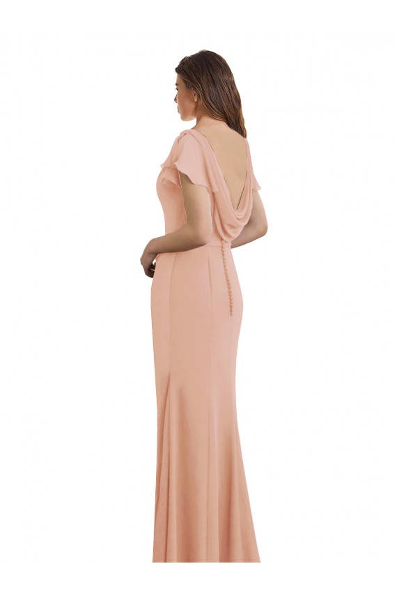Comprare Stile sirena Scollo a barca Alto Collo Chiffona Lunga Abiti da damigella donore / Abiti da ballo