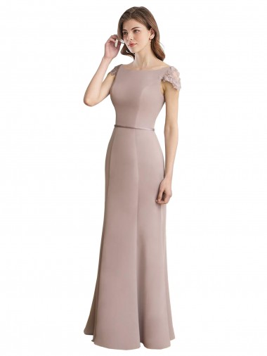 Comprare Stile sirena Scoop Alto Collo Chiffona Pizzo Lunga Abiti da damigella donore