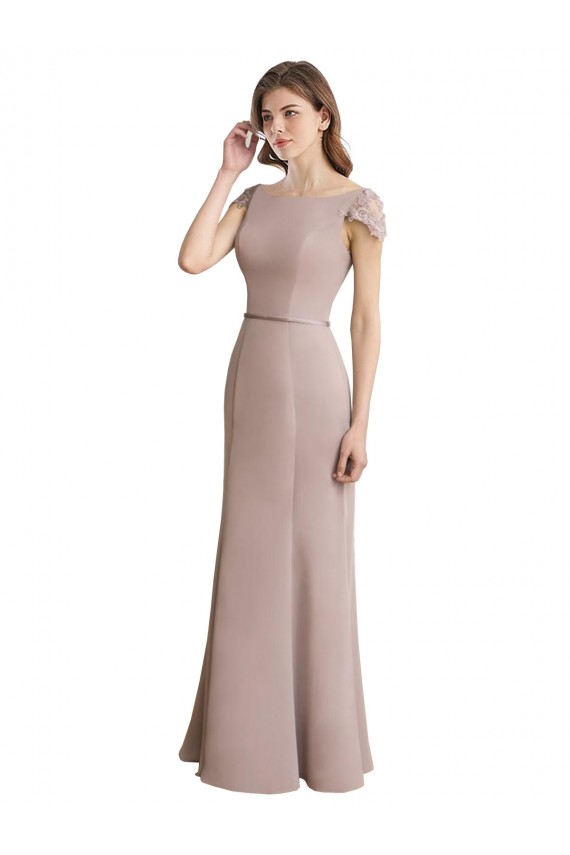 Comprare Stile sirena Scoop Alto Collo Chiffona Pizzo Lunga Abiti da damigella donore