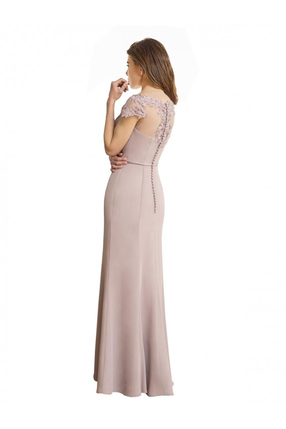 Comprare Stile sirena Scoop Alto Collo Chiffona Pizzo Lunga Abiti da damigella donore