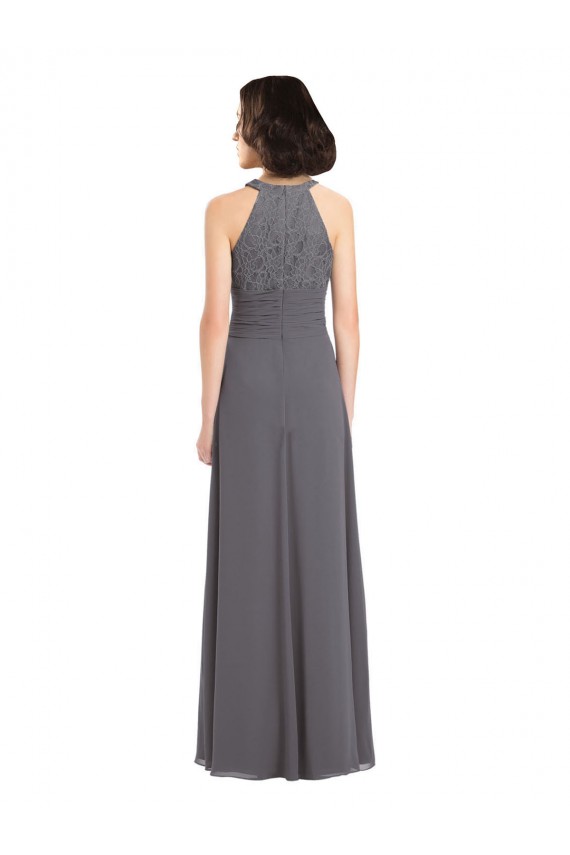 Comprare Stormy Silver Linea A Capestro Chiffona Pizzo Lunga Abiti da damigella donore