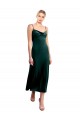 Comprare Verde Scuro Linea A Sottili Cappuccio Midi Velluto Elastico Corto Abiti da damigella donore / Abiti da ballo / Abiti da cocktail