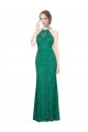Comprare Verde Scuro Stile sirena Capestro Alto Collo Pizzo Lunga Abiti da damigella donore / Abiti da ballo