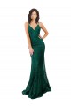 Comprare Verde Scuro Stile sirena Scollatura a V Pizzo Lunga Abiti da damigella donore / Abiti da ballo