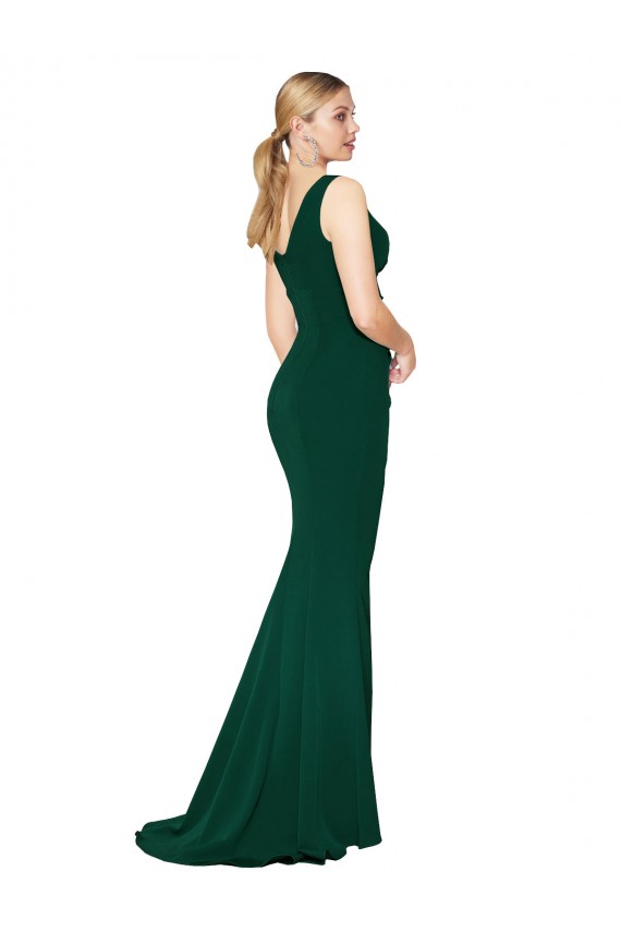 Comprare Verde mezzanotte Stile sirena Alto Collo Crespo Elastico Lunga Formali Abiti da damigella donore / Abiti da sera / Abiti da ballo