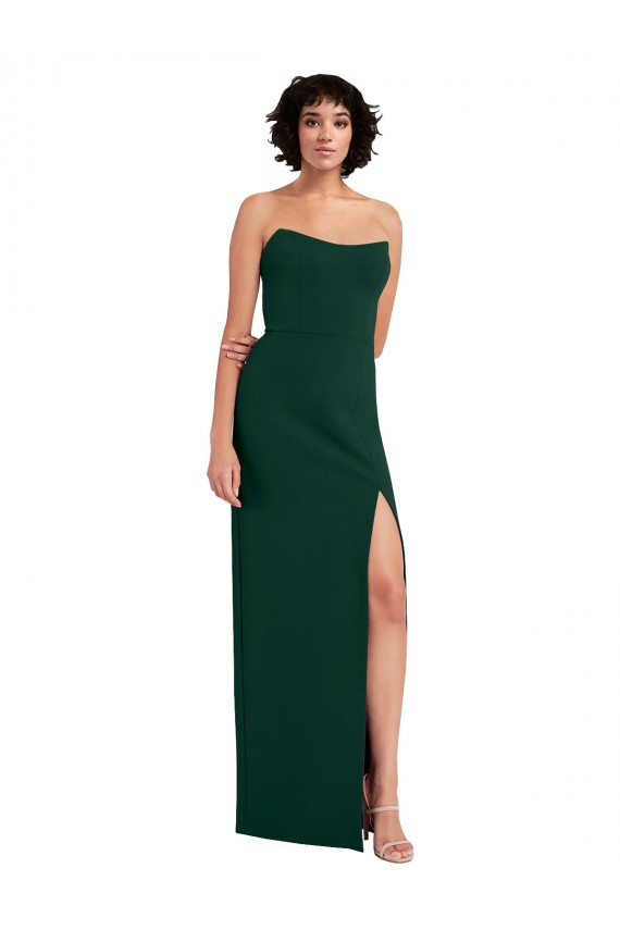 Comprare Verde mezzanotte Tubino Scoop Senza spalline Crespo Elastico Lunga Formali Abiti da damigella donore / Abiti da sera / Abiti da ballo